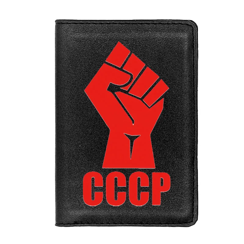 

Кожаная обложка CCCP для паспорта с изображением кулака для мужчин и женщин, тонкая Обложка для удостоверения личности, Карманный Кошелек, Чехол, аксессуары для путешествий