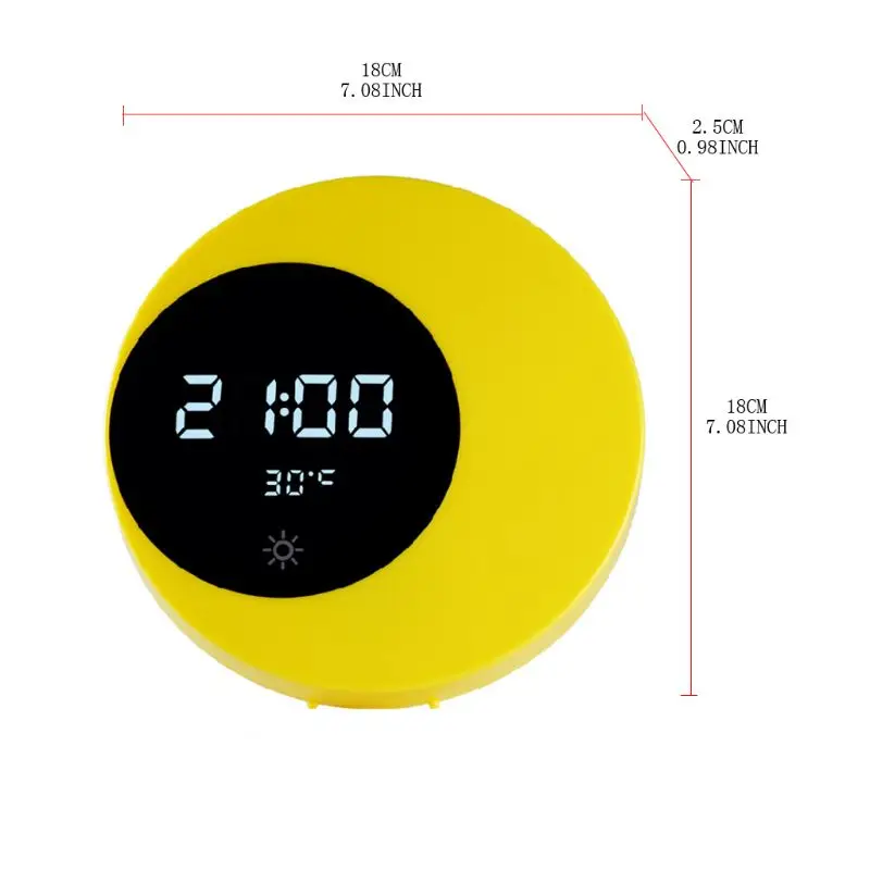 Ночной светильник, таймер, термометр, датчик движения, переключатель, настольная лампа, сигнализация для дома, 18x18x2,5 см