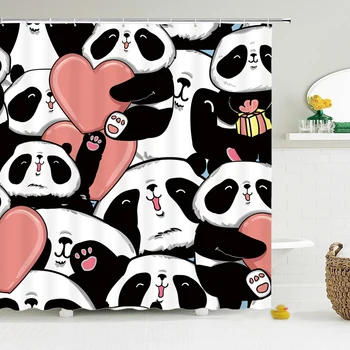 

Cute Panda Bathroom Shower Curtain Waterproof Polyester Bathroom Curtain lovely Cartoon Animal Print Shower Curtain Bath Screen