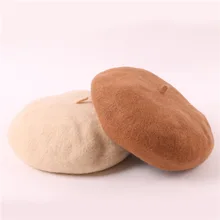 Новая стильная шапка в Корейском стиле, осенний и зимний берет, одноцветная Повседневная шапка для художника, универсальная шапка