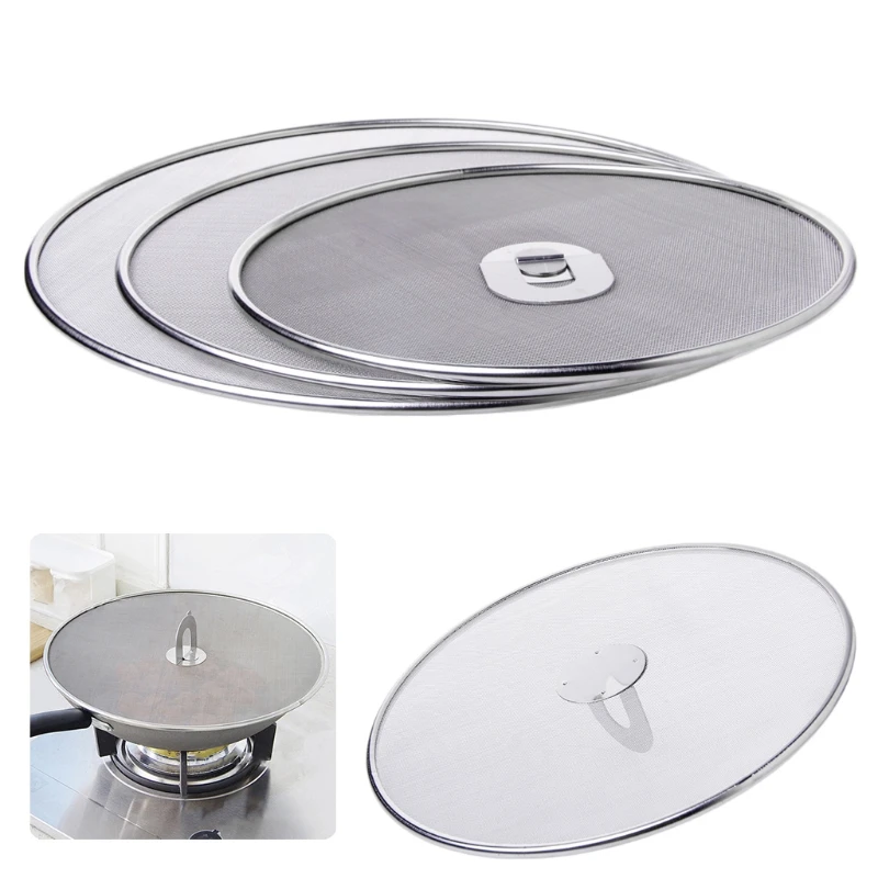 Stainless Steel Cover Lid Oil Proofing Frying Pan Splatter Screen Spill
