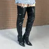 Women Sexy Thigh High Boots for Women Pointed Toe Block Heel Over the Knee High Boots 2022 Winter New Long Boots Red Black Beige ► Photo 3/6