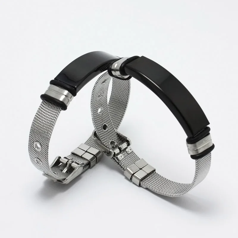 Браслет мужской скользящий сетчатый Браслет Серебряный DIY wrists из нержавеющей стали Мужской Bileklik Pulseira браслет байкера