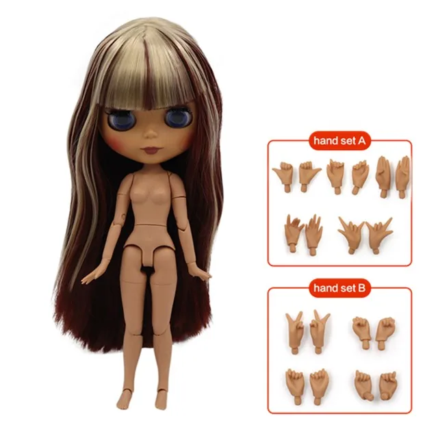 dark skin Ледяная фабрика blyth кукла Обнаженная 30 см Заказная кукла 1/6 BJD кукла с соединением тела ручные наборы AB как подарок Специальная цена - Цвет: dark skin
