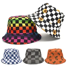 

New Cow Bucket Hats Men Women Bob Summer Sad Boys Girls Cartoons Plaid Check Print Fisherman Hat Travel Beach Fishing Cap Panama