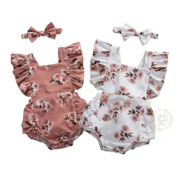 

0-24M Newborn Infant Baby Girls Flower Romper Ruffles Jumpsuit Overalls Summer Toddler Girls Clothes Costumes
