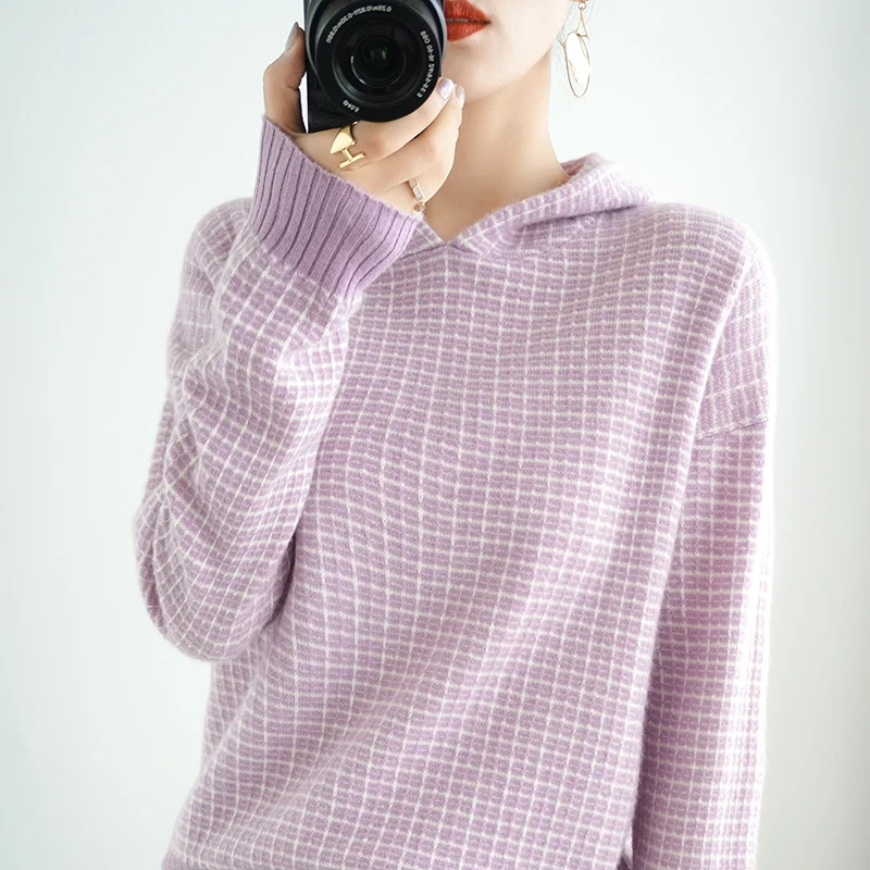 Autumn Winter Soft Fashion 100% Cashmere Hooded