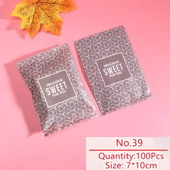 

100pcs/lot Soap Biscuits Packaging Bag Brown Geometric White Lines Sweet Time Handmade Cookies Sugar Plastic Gift OPP Poly Bag