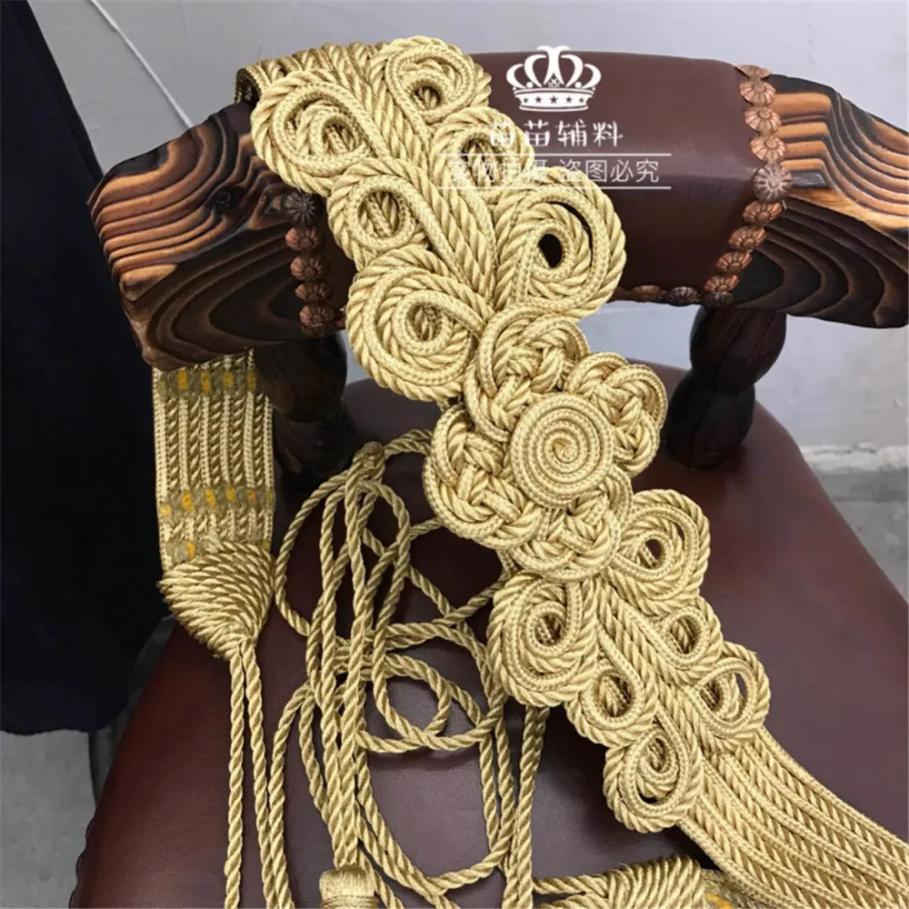 1 piece Handmade lace hand-woven ribbon golden belt, military uniforms, dresses, dance clothes, decorative buckles,