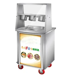 110v 220v Thailand Fried Ice Cream Machine Snack Machine Ice Cream Cold Plate Single Big Pan Fried ice cream roll machine