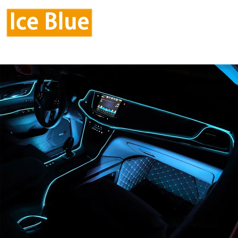 CARCTR 1 м/3 м Автомобильный светодиодный светодиодные световые полоски Автомобильная атмосферная лампа декоративная лента 12 В универсальная приборная панель модифицированный светильник - Испускаемый цвет: Ice Blue-1M