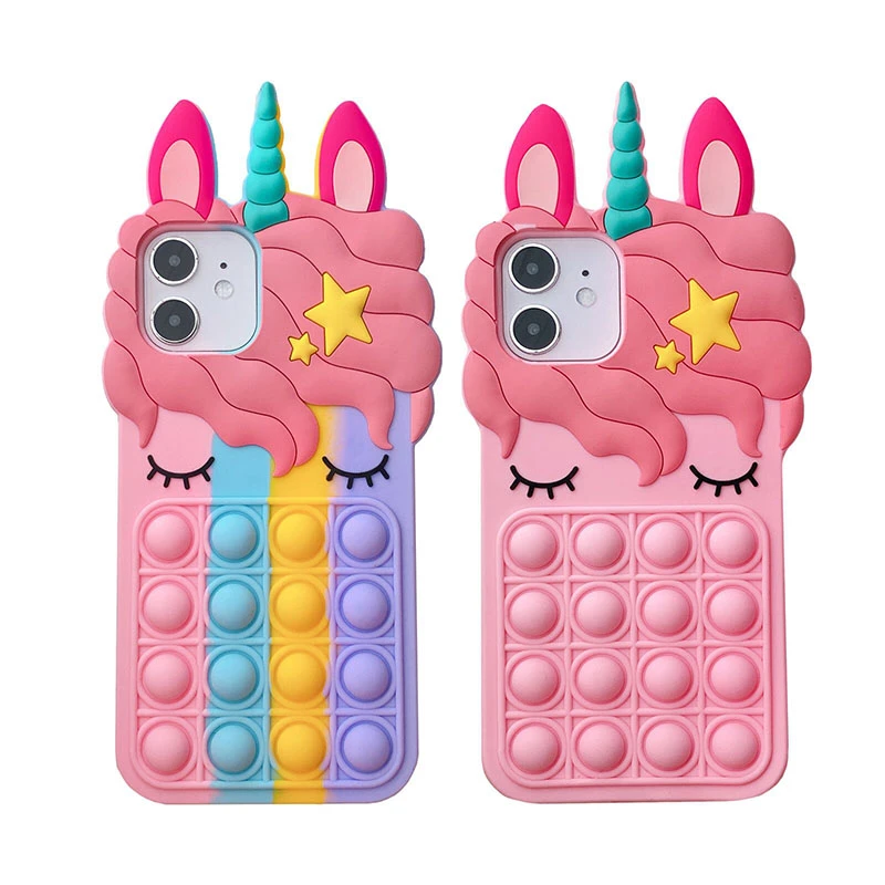 3d Cartoon Pink Unicorn Silicone Case For Iphone 13 Mini X 8 7 6s Plus 5s Se Xs Xr 11 12 Pro Max Cute Horse Rubber Bunny Cover Phone Case Covers Aliexpress