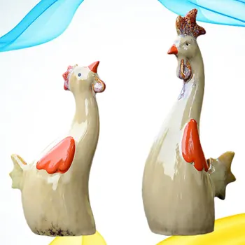 

2pcs Wedding Gifts Chicken Pottery Ceramic Landscaping Crafts Creative Animal Model Adorable Layout for Home Outdoor Garden Offi