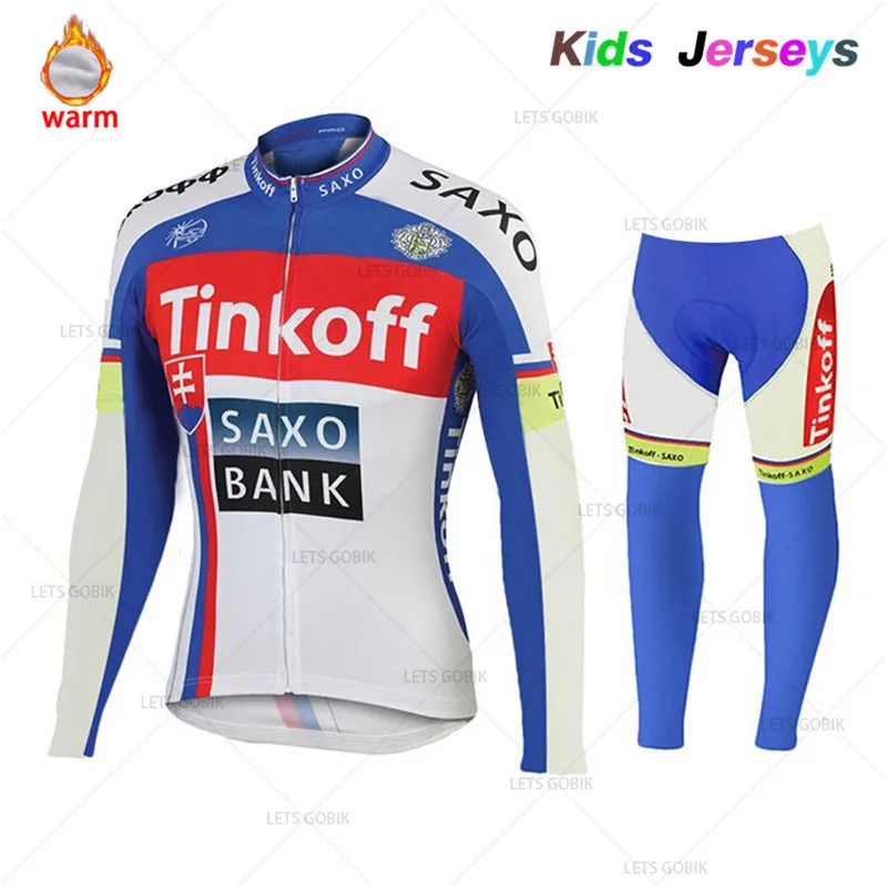 Kids Winter Thermal Fleece Set Cycling Clothes Boys Jersey Suit Sport Riding Bike MTB Children Clothing Long Pants Warm Set