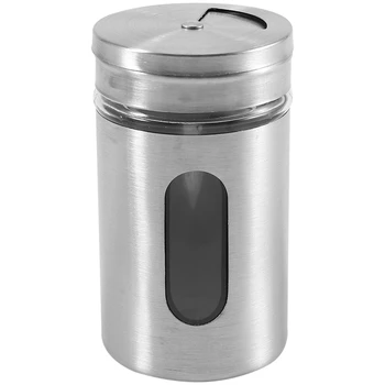 

Stainless Steel Seasoning Condiment Jar Glass Spice Pepper Salt Shakers Barbecue Cocoa Sugar Sprays Bottle
