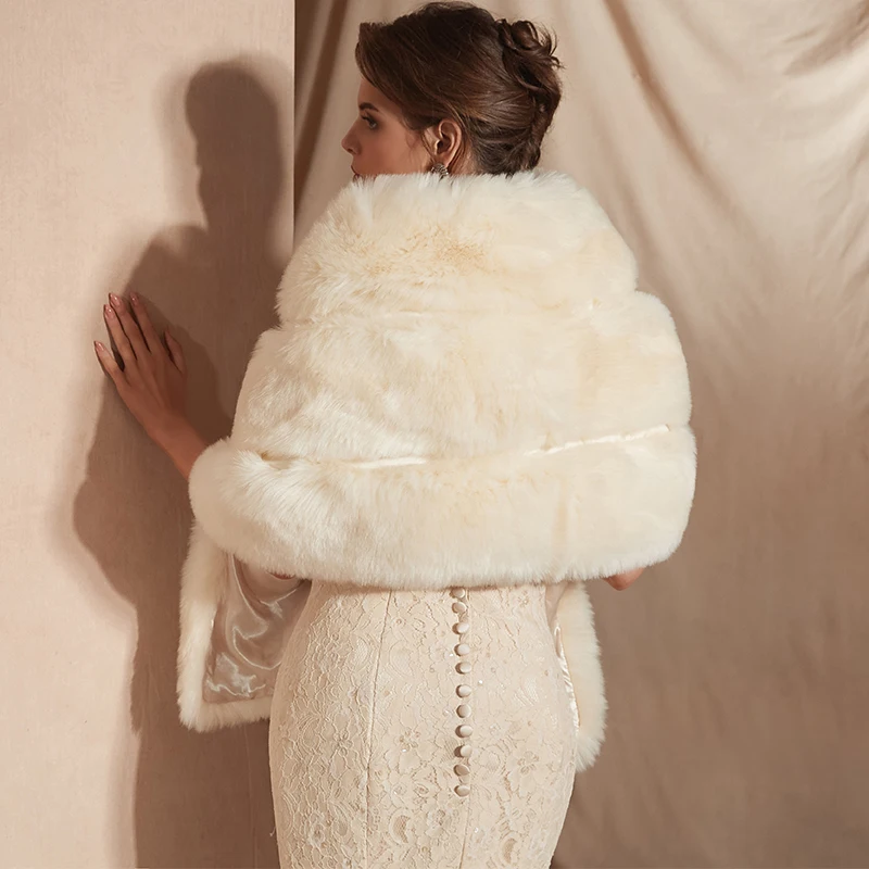 Wedding bolero faux fur shawls women wraps jacket party coat cloak white cape robe wedding shawl