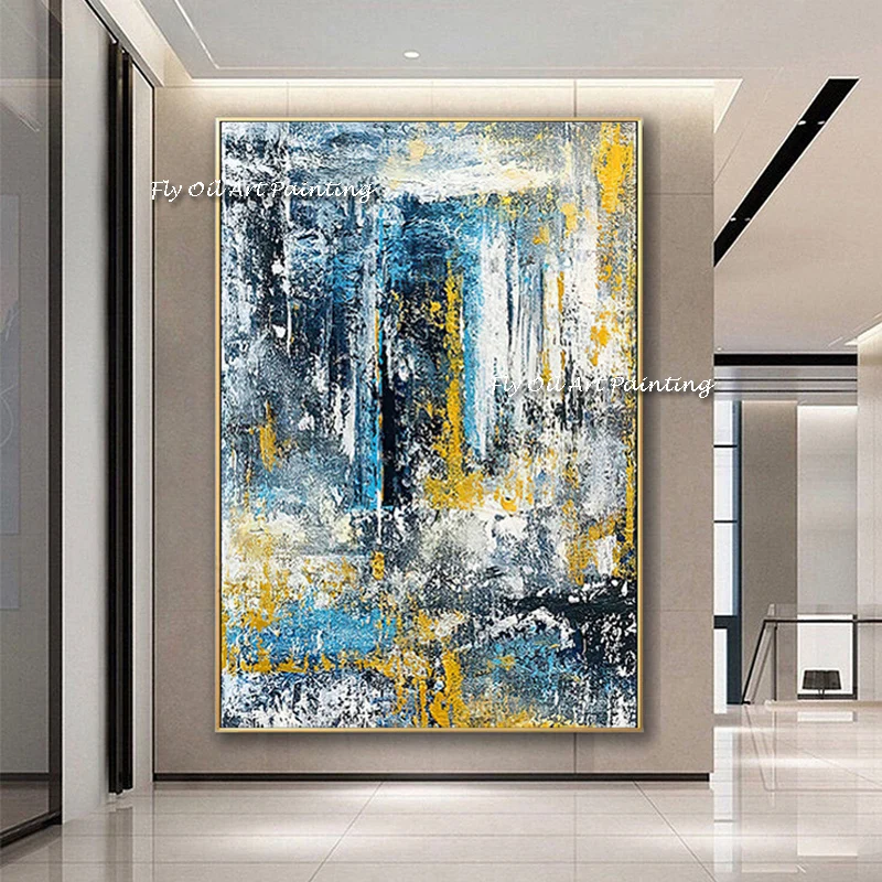 Abstract Blue Color Oil Painting Real 100% Hand-painted Wall Pictures Canvas Art Unframed Artwork For Living Room Decoration | Дом и сад
