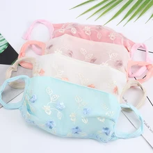 1PC Anti Haze Dust Mouth Mask Washable Reusable Double Ladies Three Layer Lace Dustproof Mouth Muffle