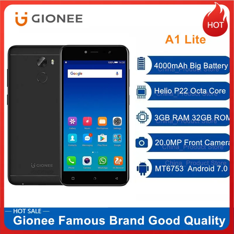Gute Qualität Smartphone Gionee A1 Lite 4G LTE Octa-core 3GB 32GB 20,0 MP Android 7,0 MT6753 4000mAh 5.3 Fingerprint Handy