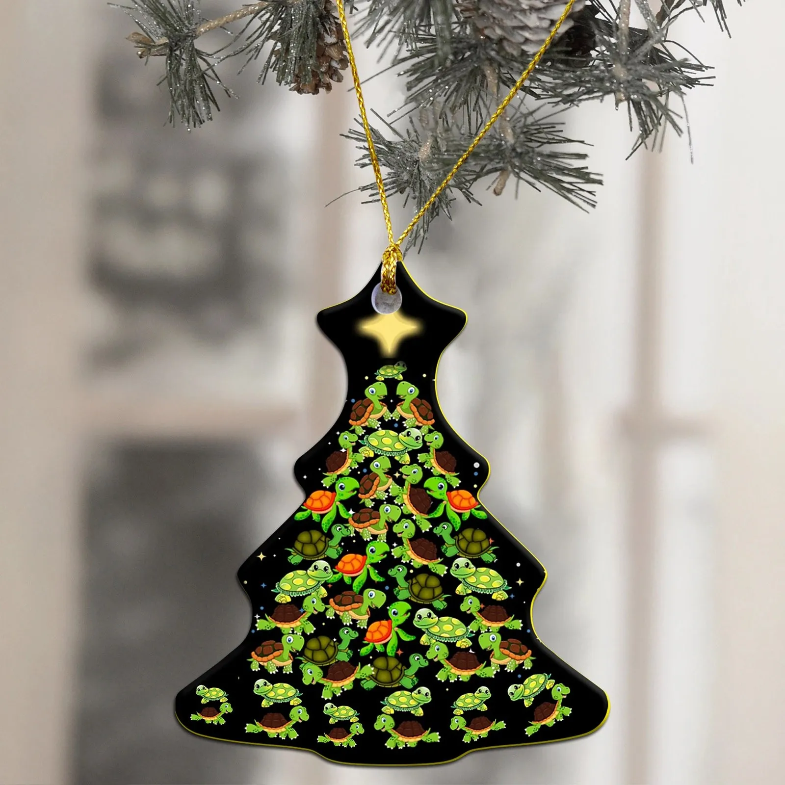 Garende Lindo pingente de galinha de desenho animado chaveiro de acrílico  para árvore de Natal para pendurar decoração, Vermelho