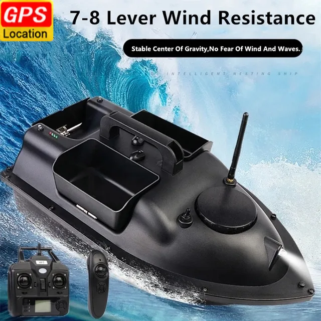 Professional 500M 16 GPS Position Constant Speed Cruise RC Fishing Boat 2KG Load 6Hour 3Hopper GPS Smart High Speed RC Bait Boat 2