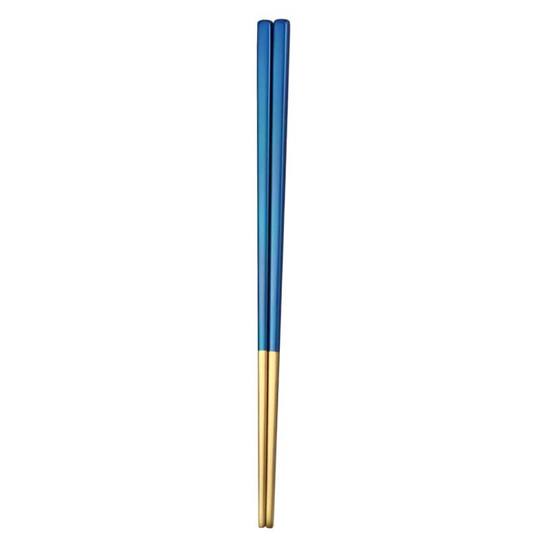 Dinnerware Set Travel Cutlery Set Camping Tableware Reusable Utensils Set with Spoon Fork Chopsticks Straw Portable Case BB50CJ - Цвет: blue chopsticks gold