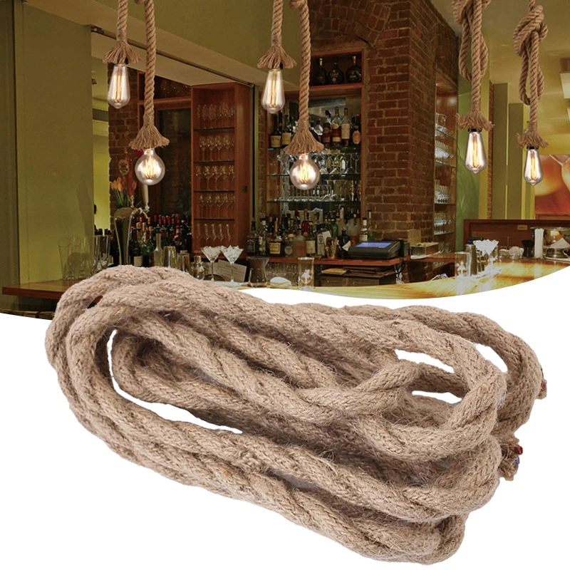 Retro Vintage Hemp Rope Wire Fabric Electrical Cord Lighting Accessories 2.5M