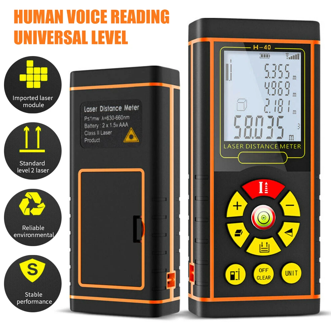 Battery LCD Digital Laser Rangefinder 40m/1mm Distance Area Volume Range Finder Construction Decoration Measure Tool