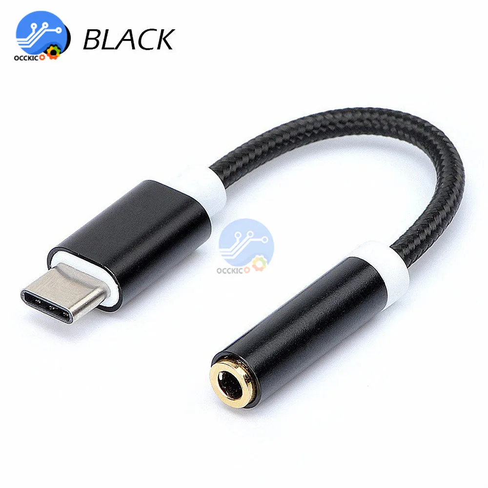 Черный Тип-c до 3,5 мм AUX разъем для наушников адаптер USB-C аудио кабель преобразователя музыки для huawei для Xiaomi аудио кабель - Цвет: Черный