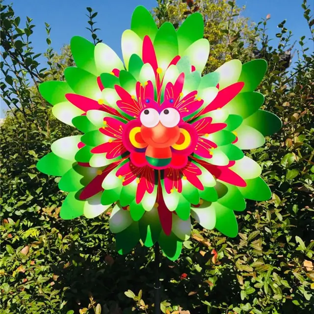 Wind Wind Spinner Three Layers Sunflower Outdoor Garden Decoration Windmill Pinwheel Kids Children Toys Cartoon Gifts Funny 1