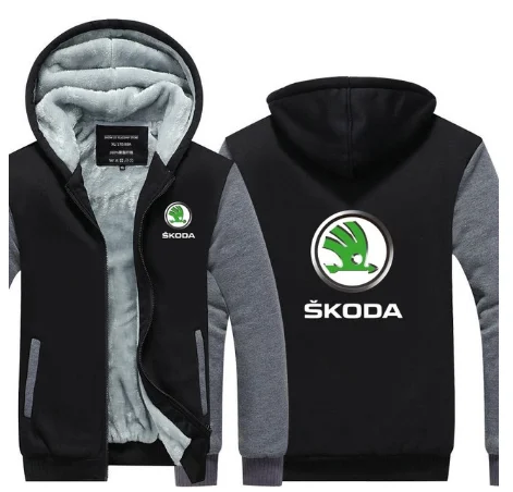 M-5XL плюс бархат утолщаются мужской для Skoda Толстовка Мужское зимнее пальто размера плюс 5 цветов куртки v - Цвет: 2