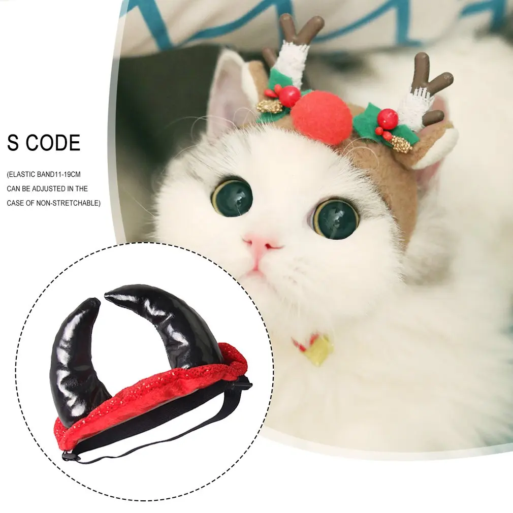 Red With Black Ears Add Color To See The Visual Effect Good Halloween Pet Hat Cat Supplies Horns Hat Dog Demon Headwear