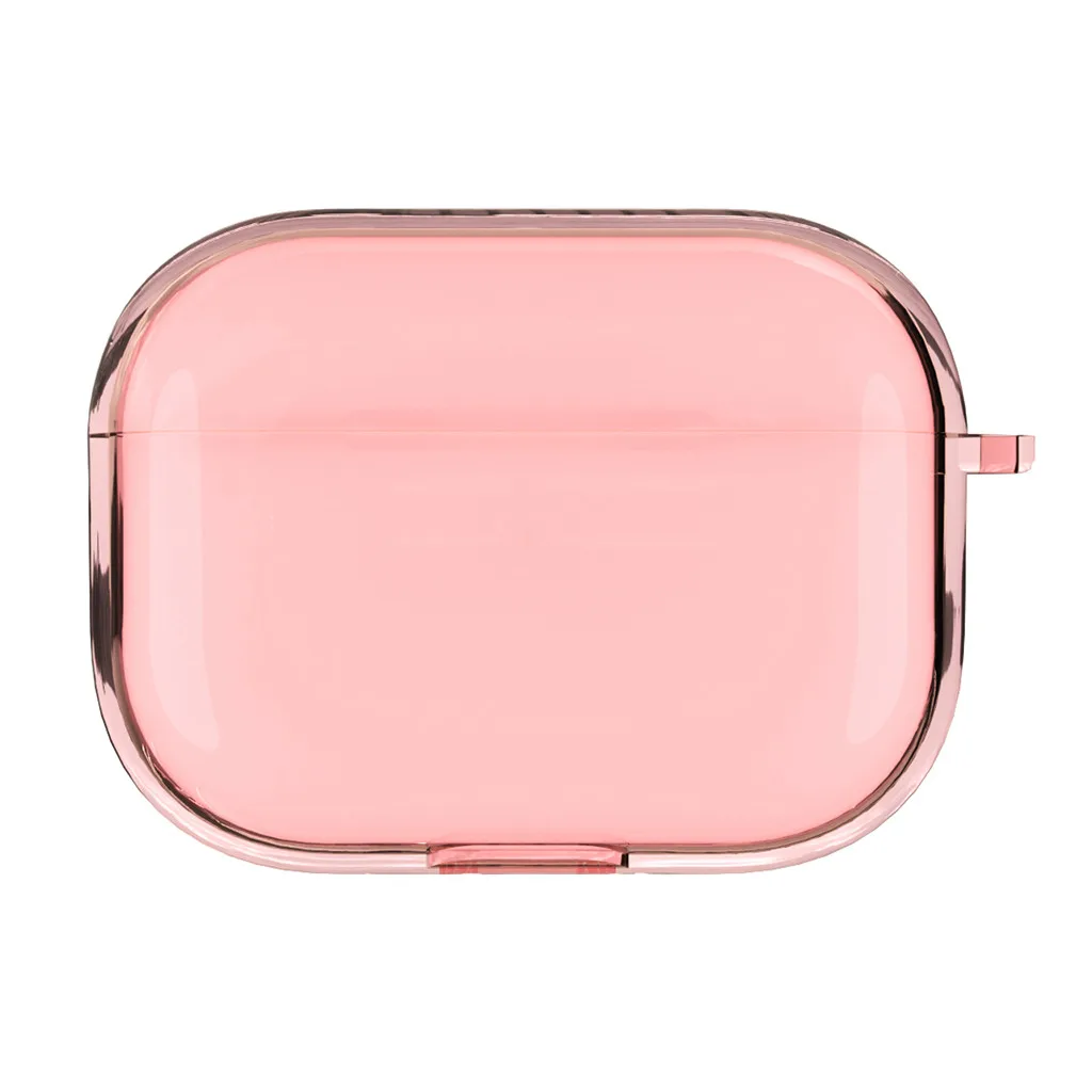 Pink Ударопрочный милый прозрачный ТПУ защитный чехол для Airpods Pro 360 полная защита ультра легкий водонепроницаемый - Цвет: Pink