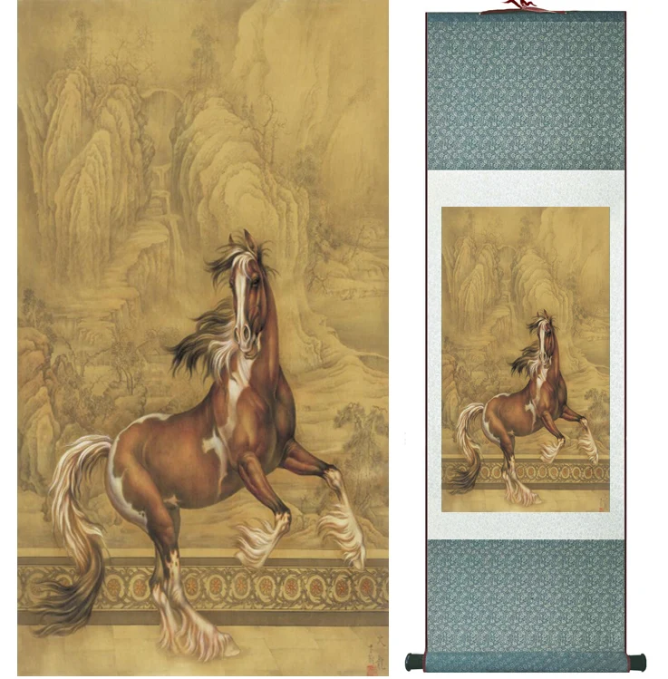 

Traditional Chinese art painting Horse art painting Silk scroll art painting Horse painting 042005