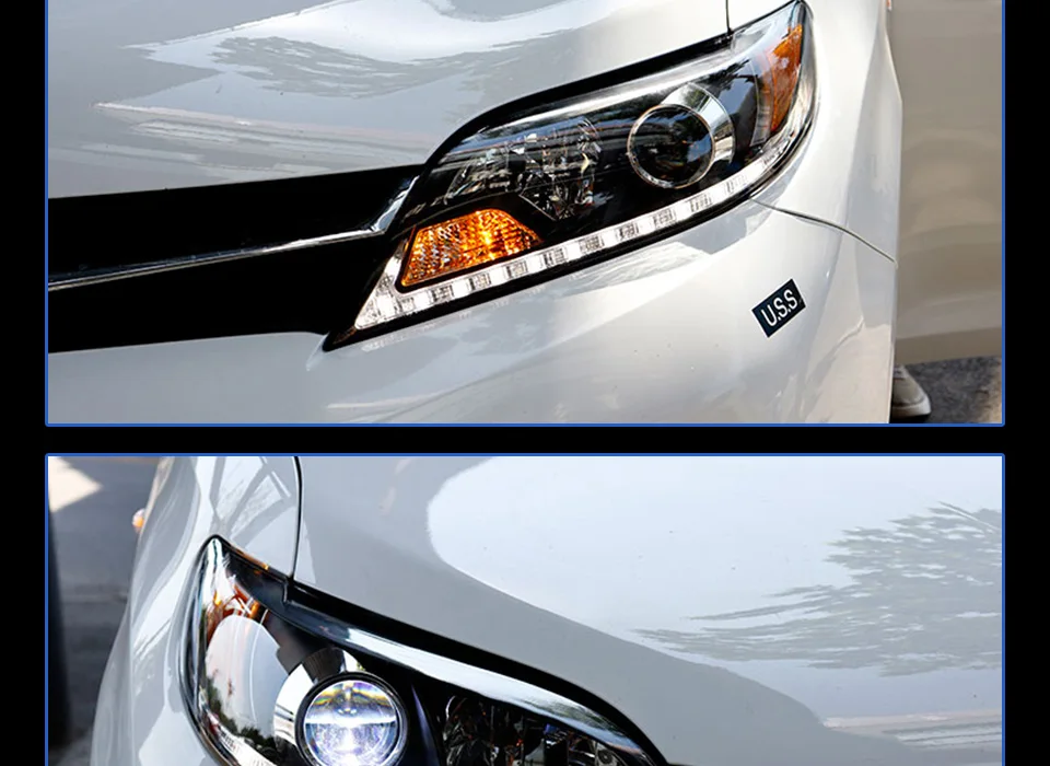 Автомобильный Стайлинг корпус передней фары для Toyota Sienna фары, светодиодные фары DRL Объектив Двойной Луч Биксенон HID