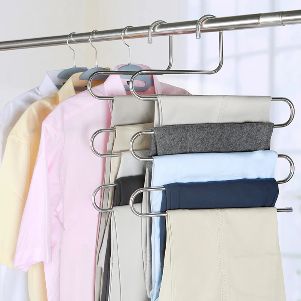 

5 layers S Shape MultiFunctional Clothes Hangers Pants Storage Hangers Cloth Rack Multilayer Storage Cloth Hanger 1PC