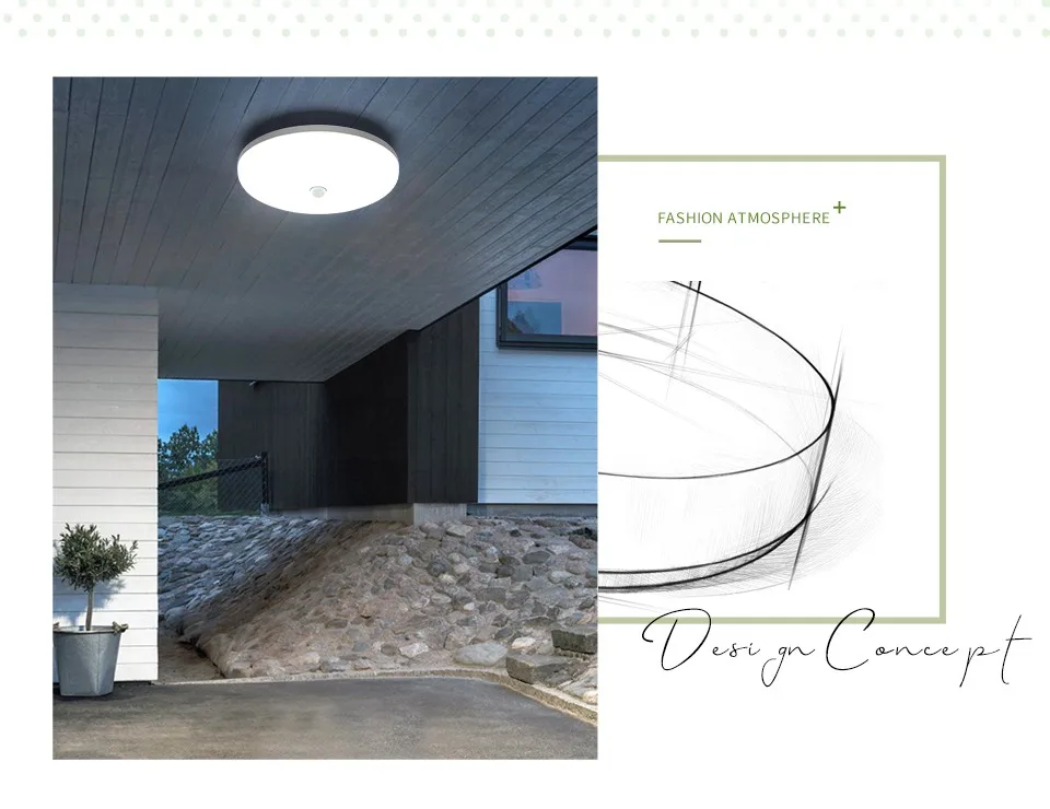 PIR Sensor Light 48W 36W 24W 18W 13W 9W Modern Surface Mount Ceiling Lamp Fixture for Living Room Kitchen Foyer Ceiling Light