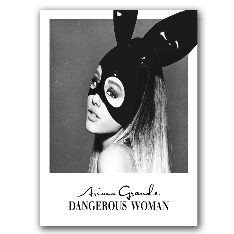 Ariana Grande - Dangerous Woman Fan Art Handmade Vinyl Record Wall Art -  monochrome black white grey