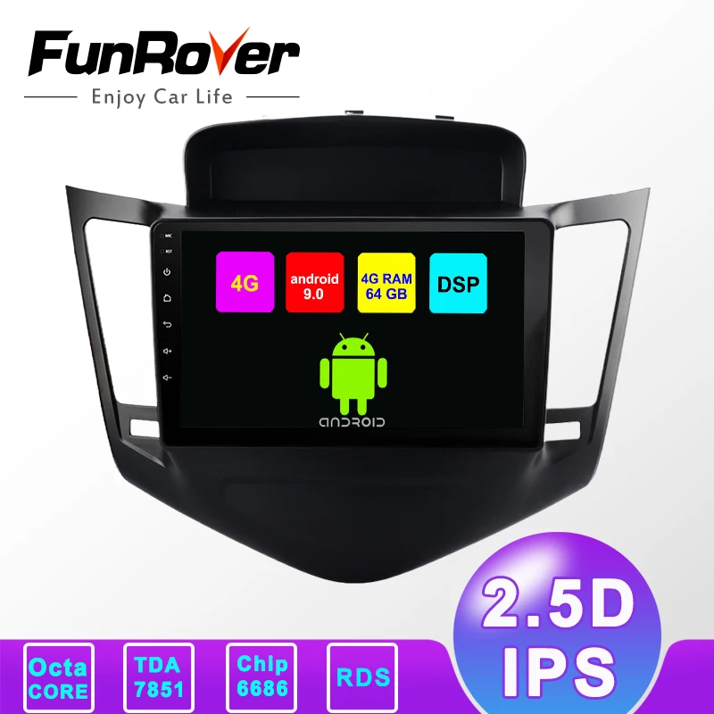 Funrover 4G + 64G DSP Android 9 0 автомобильный Радио Мультимедиа Стерео Аудио плеер GPS 2 Din для