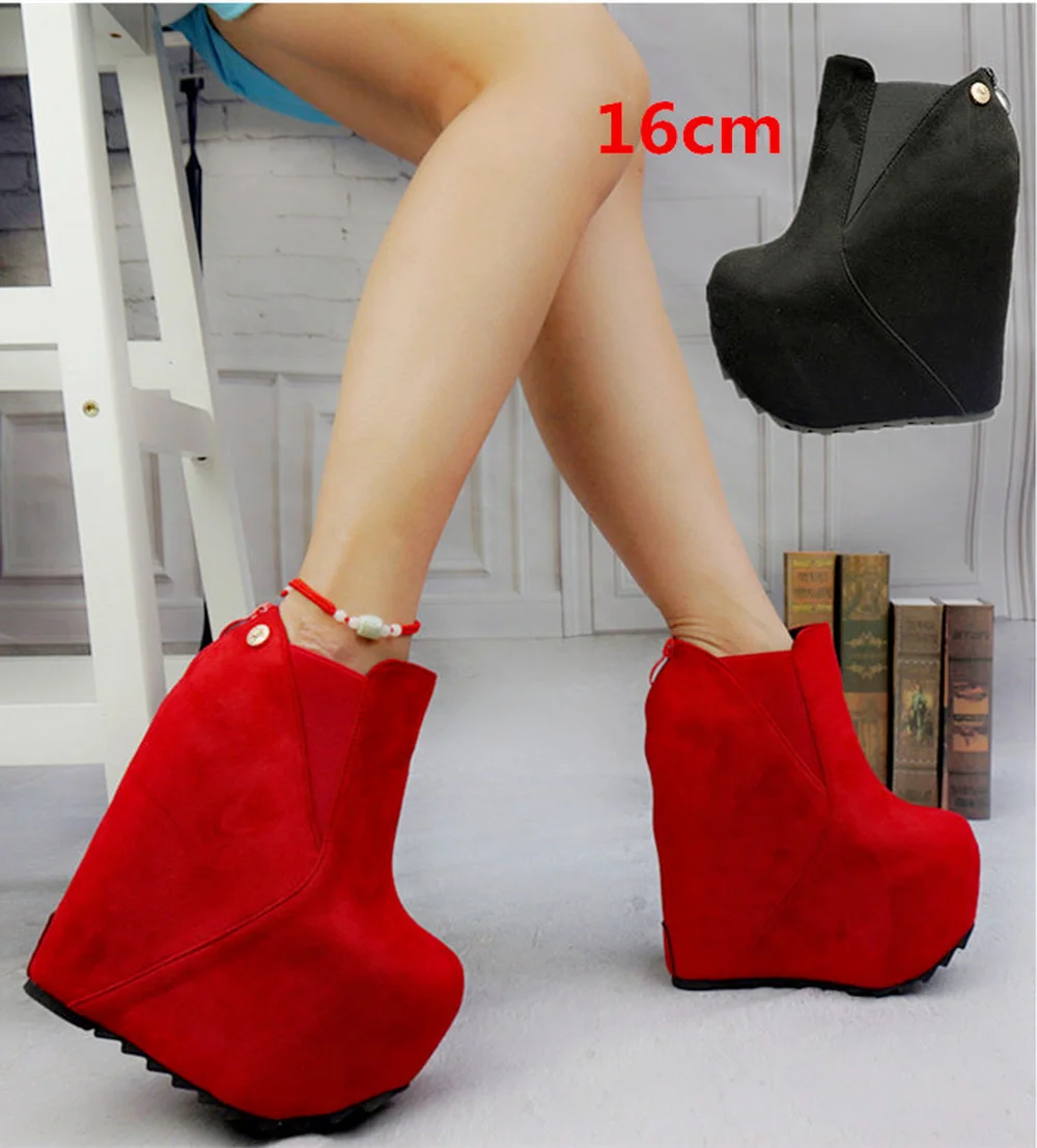 leather boots with wedge heel