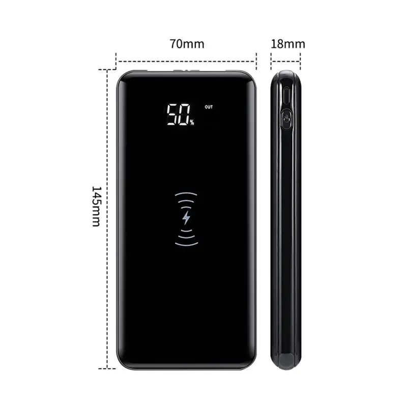 MeterMall 10000mAh power Bank Qi Беспроводная зарядка Супер Совместимость двойной USB светодиодный портативный внешний аккумулятор размер 145*70*8 мм