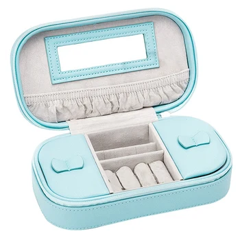 

Jewelry Box Portable Travel Jewelry Organizer Case Leather Storage Jewelry Case with Mirror Jewelry Display Box