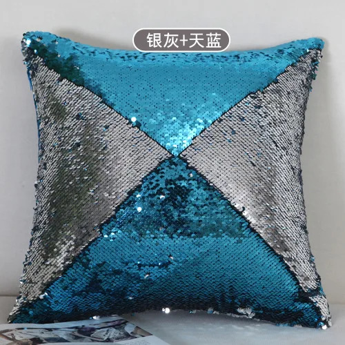 DIY чехол для подушки с блестками, мягкий чехол для подушки с блестками, блестящая Подушка, однотонный чехол с блестками queen - Цвет: 13