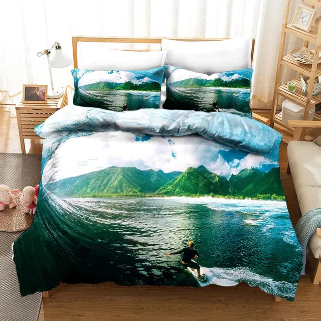 Copripiumino King Size.Surfer Linen Bedding Sets Brand 3d Printed Queen King Bed Set Bed