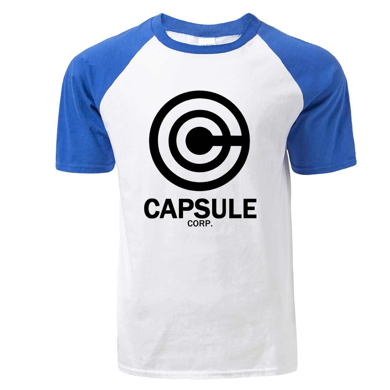 В стиле аниме «Драконий жемчуг зет чехол Capsule Corp. Футболка новые летние короткий рукав реглан футболки Повседневное хлопок Для мужчин футболка для любителей аниме - Цвет: Blue White 1