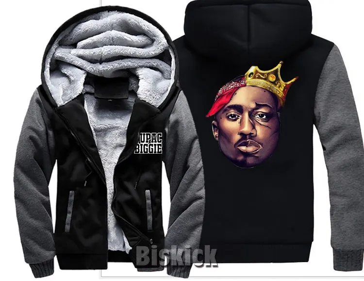 Новая мода для мужчин wo Мужская теплая Толстая куртка зимняя теплая tupac biggie хипстер уличная бархатная Толстовка Топ толстовки
