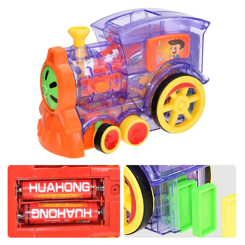 Domino Set Kids Domino Train Car Set Sound Light Automatic Laying Domino Brick Colorful Dominoes Blocks Game Educational DIY Toys Gifts
