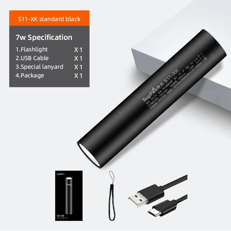 Supfire светодиодный фонарь-ручка светильник Linterna светодиодный мини фонарь USB флэш-светильник 2000lm ДЛЯ Fenix Nitecore O светильник Convoy S2+ S3 Sofirn - Испускаемый цвет: S11-XK Black