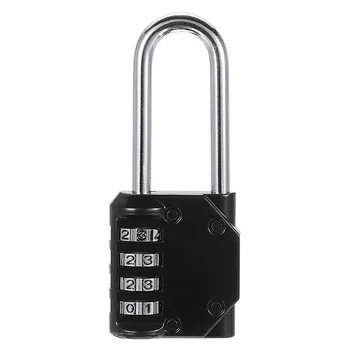 

4 Digit Combination Padlock Number Luggage Travel Code Lock Black Weatherproof Security Padlock with Extra Long Shackle Loop