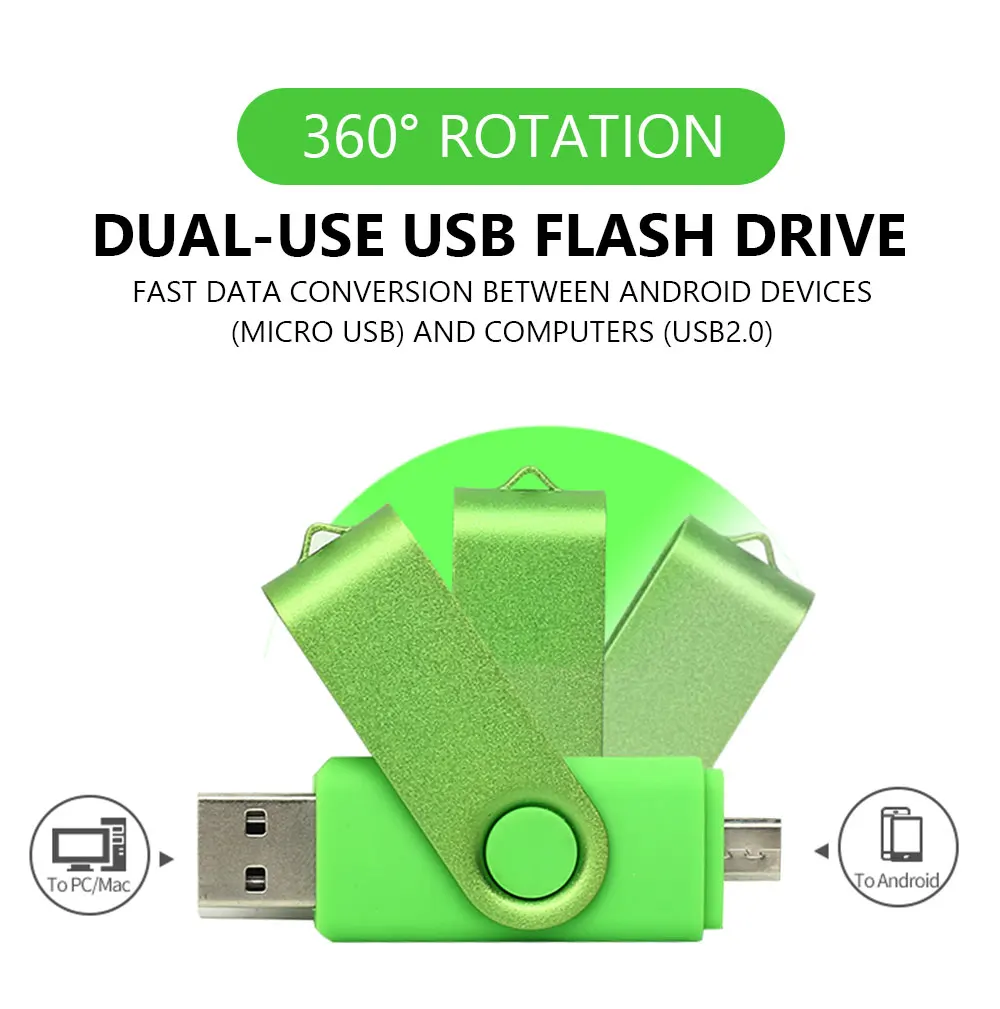 2 в 1 OTG ключ USB флеш-накопитель 32 Гб 64 ГБ высокоскоростной металлический флеш-накопитель 8 ГБ 16 ГБ флеш-накопитель USB 128 ГБ флеш-накопитель USB